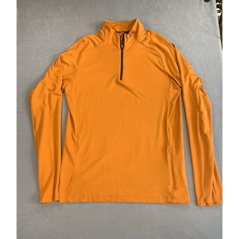 REI Co-op Pullover Mens Small Orange 1/4 Zip Long Sleeve Performance Athletic